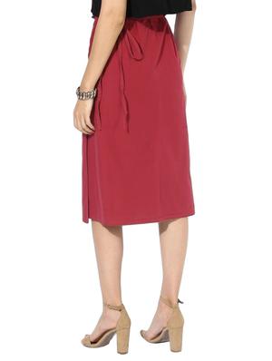 red solid cotton wrap skirt - 15008117 - Standard Image - 3