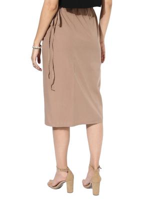 beige solid cotton wrap skirt - 15008118 - Standard Image - 3