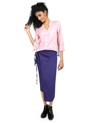 purple solid cotton wrap skirt - 15008121 - Standard Image - 4