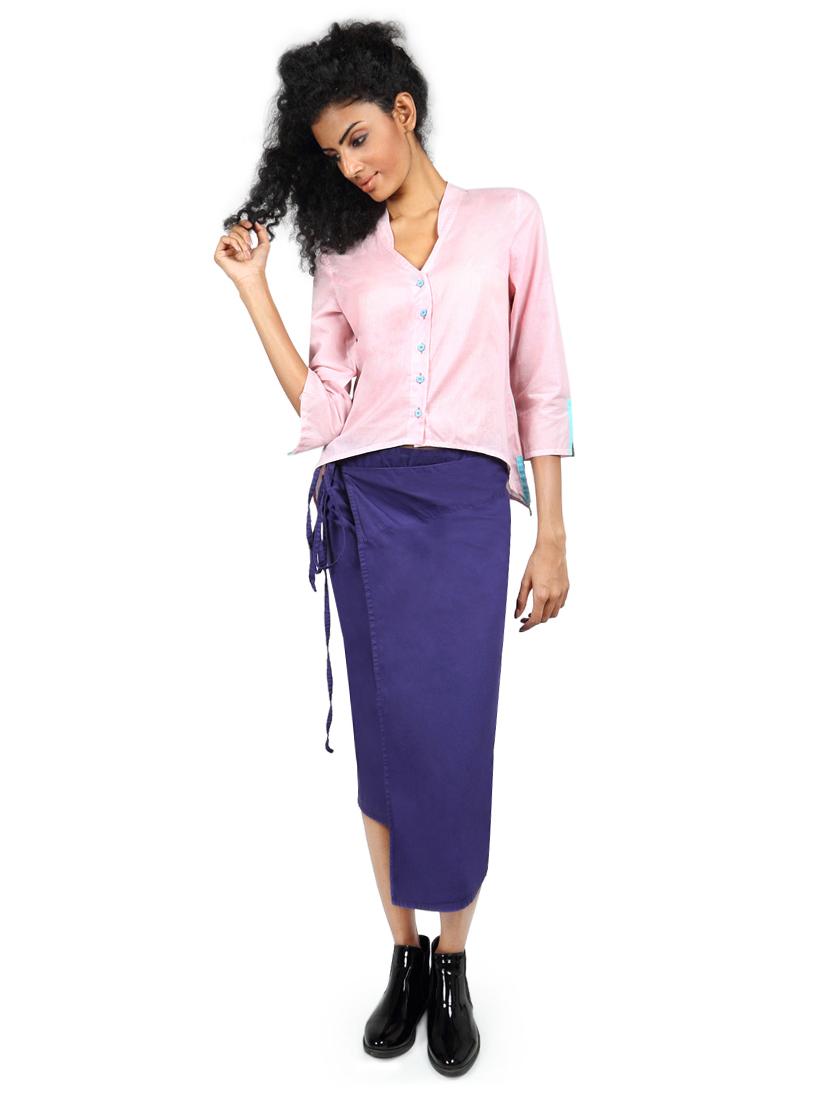 purple solid cotton wrap skirt - 15008121 - Zoom Image - 4