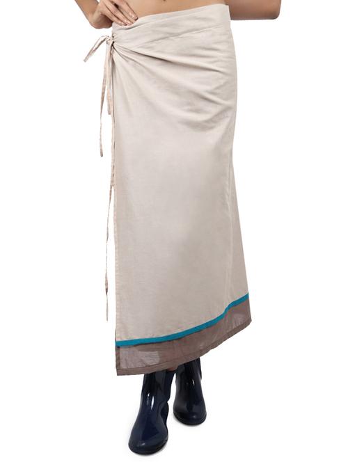 beige solid cotton wrap skirt - 15008122 - Very Small Image - 1