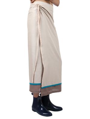 beige solid cotton wrap skirt - 15008122 - Standard Image - 2