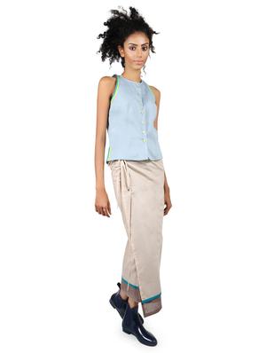 beige solid cotton wrap skirt - 15008122 - Standard Image - 4