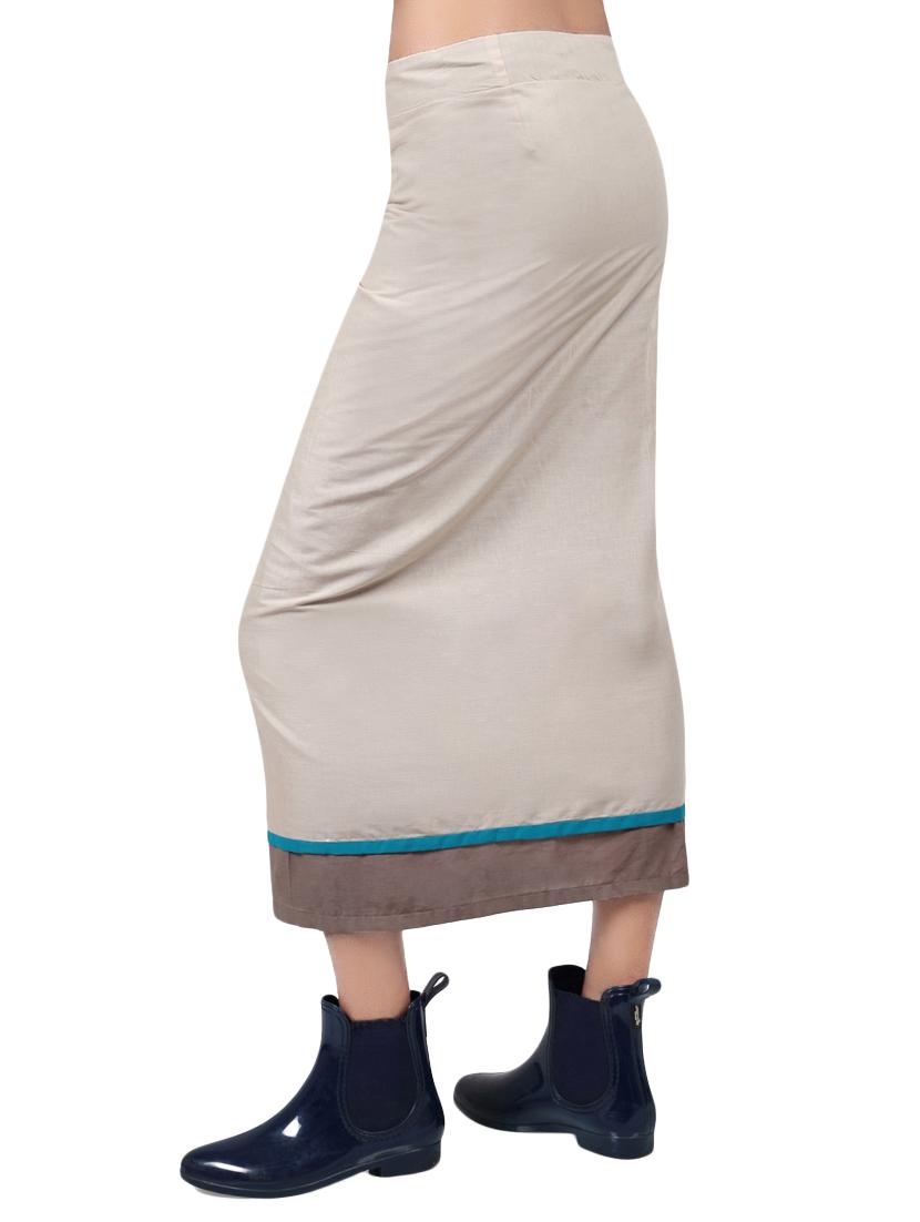 beige solid cotton wrap skirt - 15008122 - Zoom Image - 3