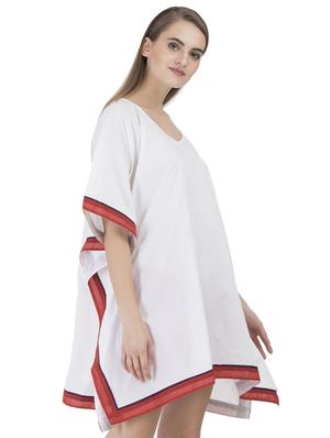 white solid cotton kaftan - 15008123 - Standard Image - 2