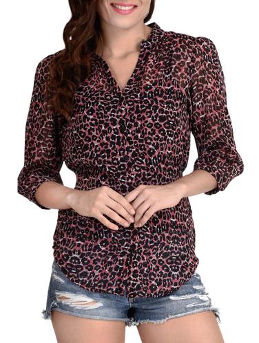 pink printed chiffon top - 15008136 - Very Small Image - 1