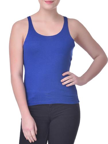 solid blue viscose racer back tee - 15008160 - Very Small Image - 1