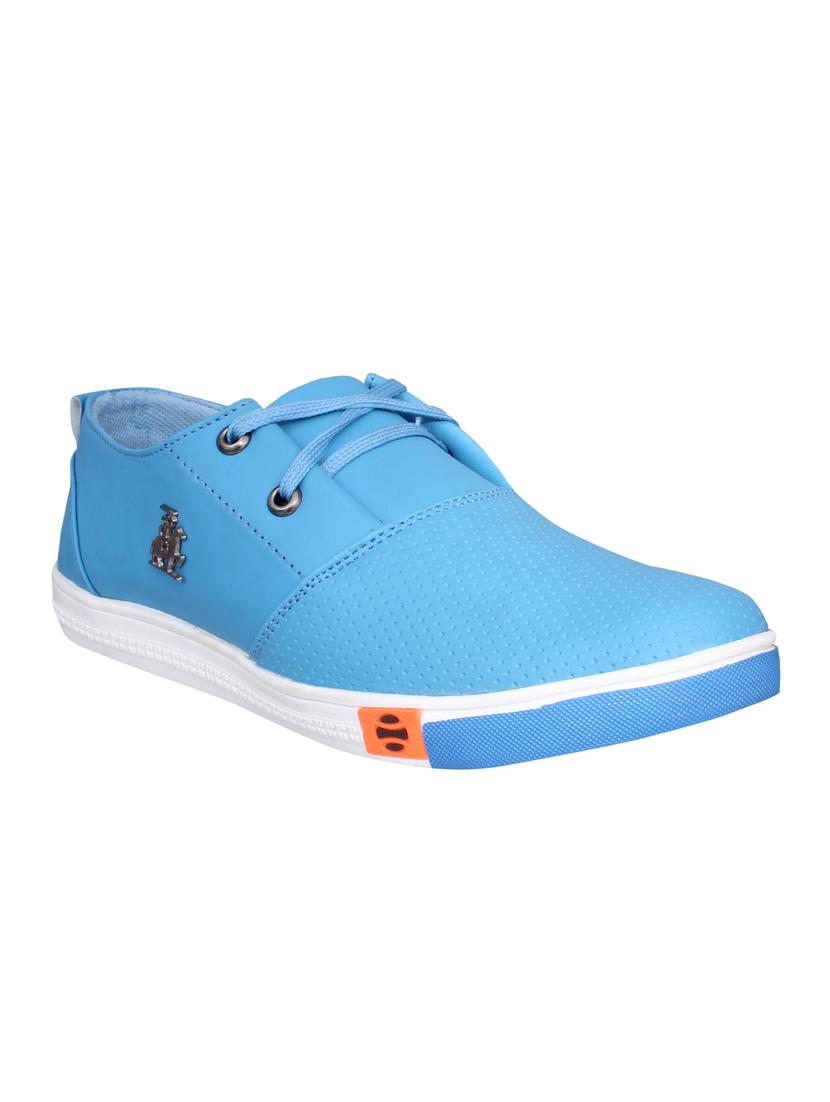light blue leatherette lace up sneaker - 15008172 - Zoom Image - 1