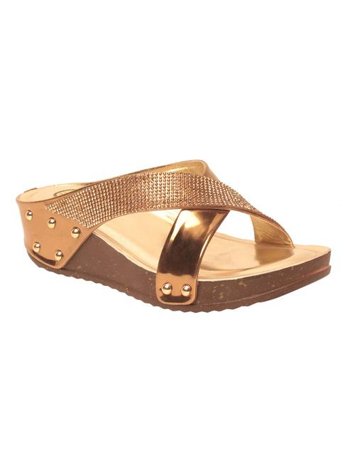 msc women gold synthetic sandal - 15008465 - Standard Image - 1