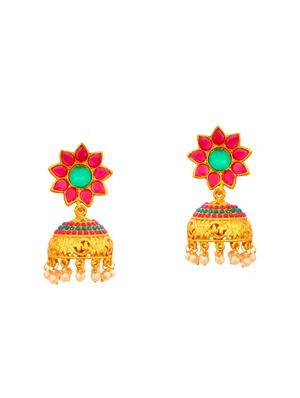 multi colored brass jhumka earrings - 15008746 - Standard Image - 1