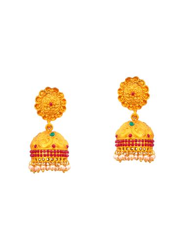 multi colored brass jhumka earrings - 15008749 - Very Small Image - 1