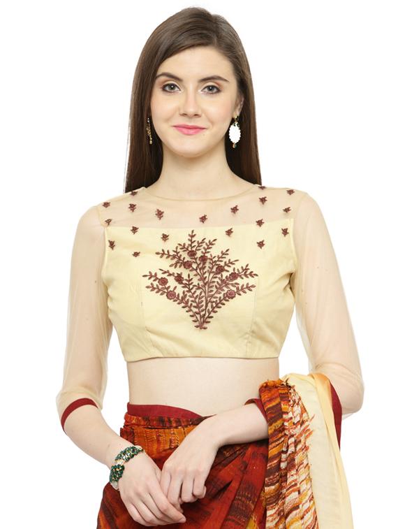 green georgette printed saree with blouse - 15008901 - Zoom Image - 3