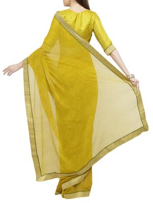 mustard printed saree with blouse - 15008909 - Standard Image - 2