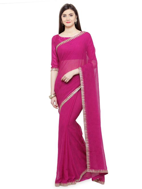 purple printed saree with blouse - 15008910 - Standard Image - 1