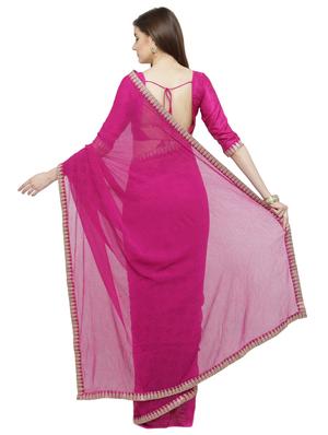 purple printed saree with blouse - 15008910 - Standard Image - 2
