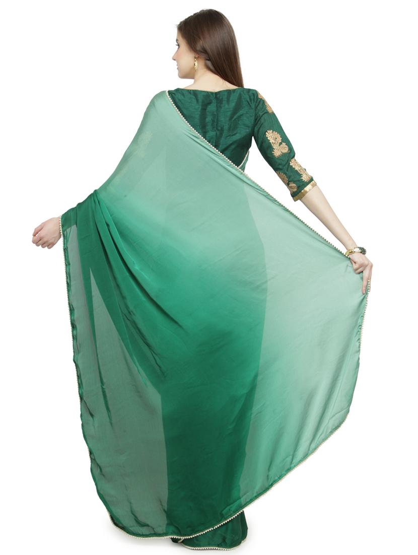 ombre plain saree with blouse - 15008973 - Zoom Image - 2