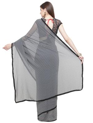 grey printed saree with blouse - 15009036 - Standard Image - 2
