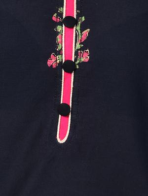 black cotton straight kurta - 15009365 - Standard Image - 4