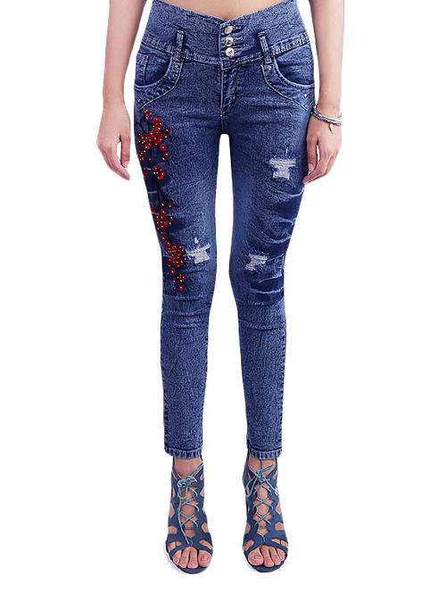 blue denim distressed jeans - 15009424 - Standard Image - 1