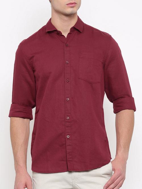 red cotton casual shirt - 15009567 - Standard Image - 1