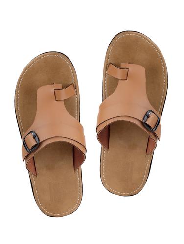 tan leatherette toe separator slipper - 15009587 - Very Small Image - 1