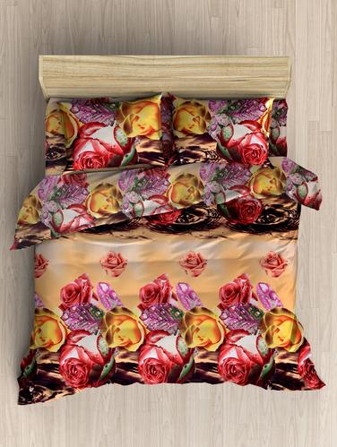 Polycotton Double Bedsheet with 2 Pillow Covers - 15009748 - Very Small Image - 1