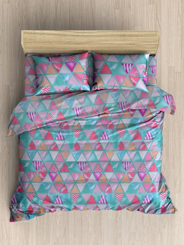 Polycotton Double Bedsheet with 2 Pillow Covers - 15009751 - Very Small Image - 1