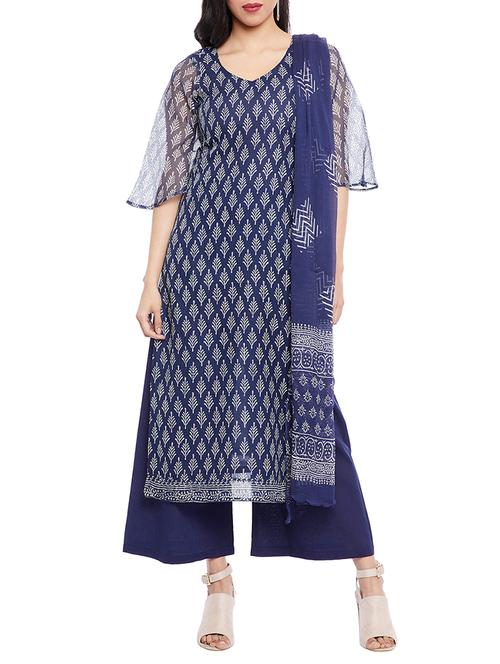 Printed unstitched palazzo suit - 15009771 - Standard Image - 1