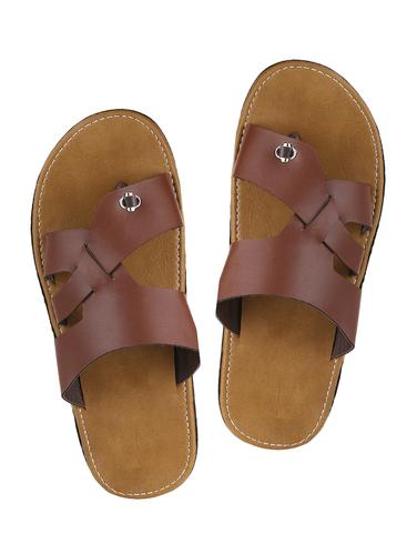 brown leatherette toe separator slipper - 15009842 - Very Small Image - 1