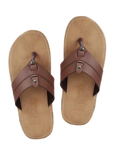 brown leatherette toe separator slipper - 15009846 - Very Small Image - 1