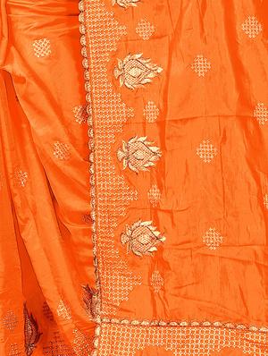 orange silk embroidered saree with blouse - 15009874 - Standard Image - 3