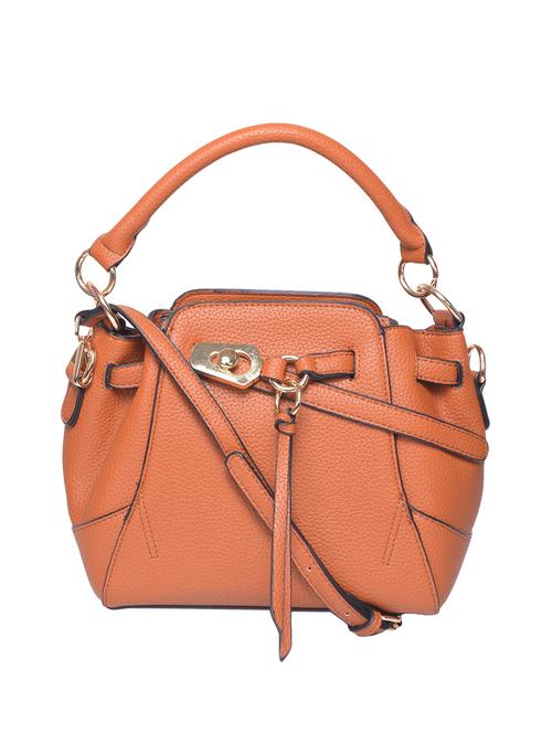brown leatherette regular handbag - 15009935 - Standard Image - 1