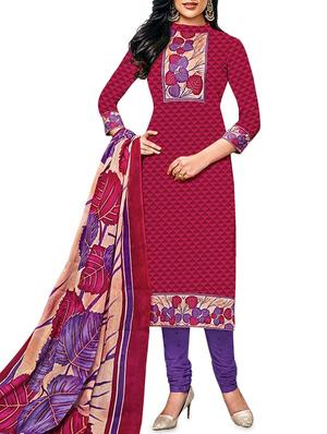 pink unstitched churidaar suit - 15009964 - Standard Image - 1