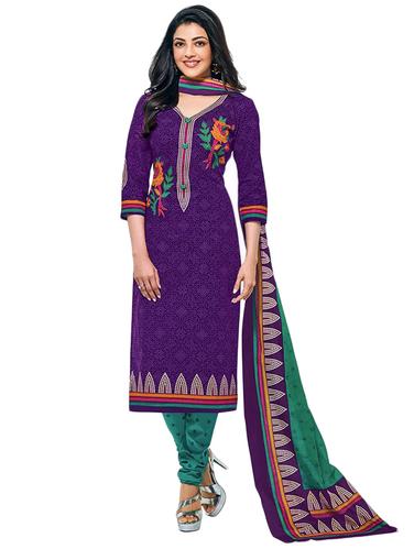 purple churidar suit unstitched suit - 15009965 - Very Small Image - 1