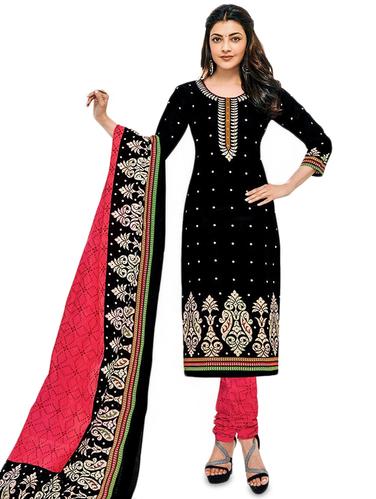 black churidaar suit unstitched suit - 15010106 - Very Small Image - 1