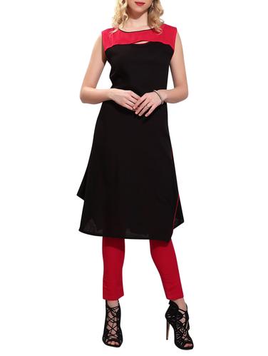 black rayon high low kurta - 15010142 - Very Small Image - 1