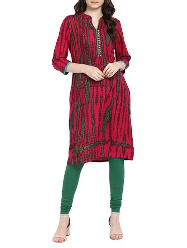 pink rayon straight kurta - 15010164 - Very Small Image - 1
