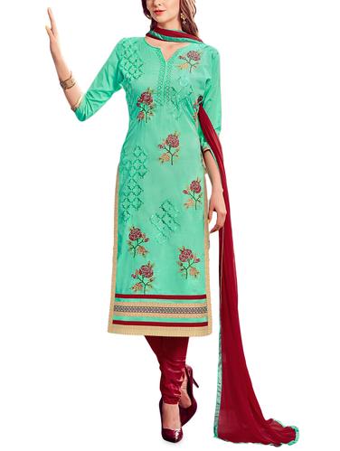 sky blue churidaar suits unstitched suit - 15010170 - Very Small Image - 1