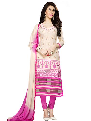 Pink churidaar suits unstitched suit - 15010206 - Very Small Image - 1