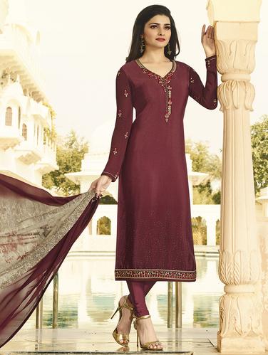 magenta churidaar suits semi-stitched suit - 15010445 - Very Small Image - 1