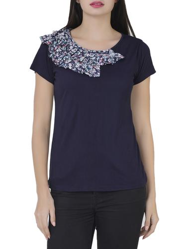 navy blue viscose top - 15010515 - Very Small Image - 1