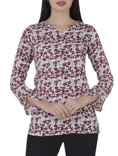 maroon printed rayon top - 15010517 - Very Small Image - 1