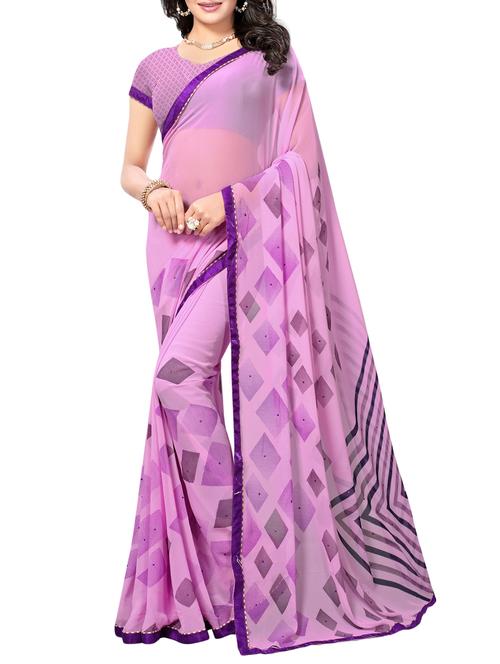 Geometrical printed saree with blouse - 15010610 - Standard Image - 1