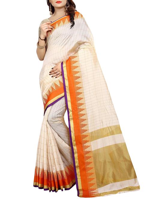 temple bordered art silk saree with blouse - 15010639 - Standard Image - 1