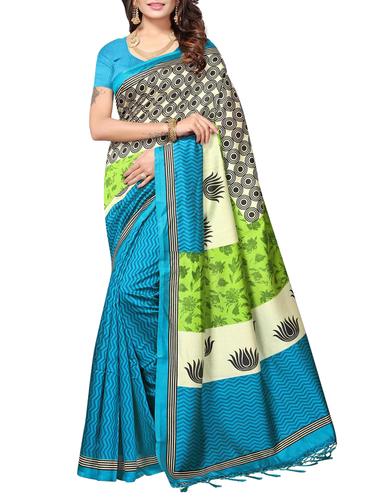 Geometrical printed saree with blouse - 15010659 - Very Small Image - 1