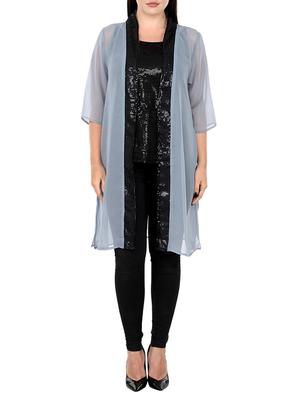 grey georgette plus shrug - 15010688 - Standard Image - 1