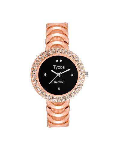 tycos awesome black dial with metal strap analog watch - 15011235 - Very Small Image - 1