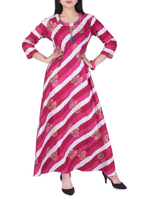 pink cotton a-line kurta - 15011257 - Standard Image - 1