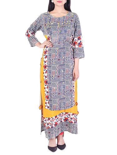 blue rayon layered kurta - 15011267 - Very Small Image - 1
