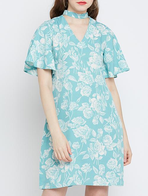 blue floral a-line dress - 15011294 - Standard Image - 1